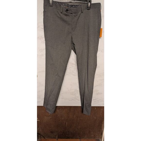 NEW tallia mens gray trousers dress pants wool 34" waist 29.5" Inseam flat front - Picture 1 of 6